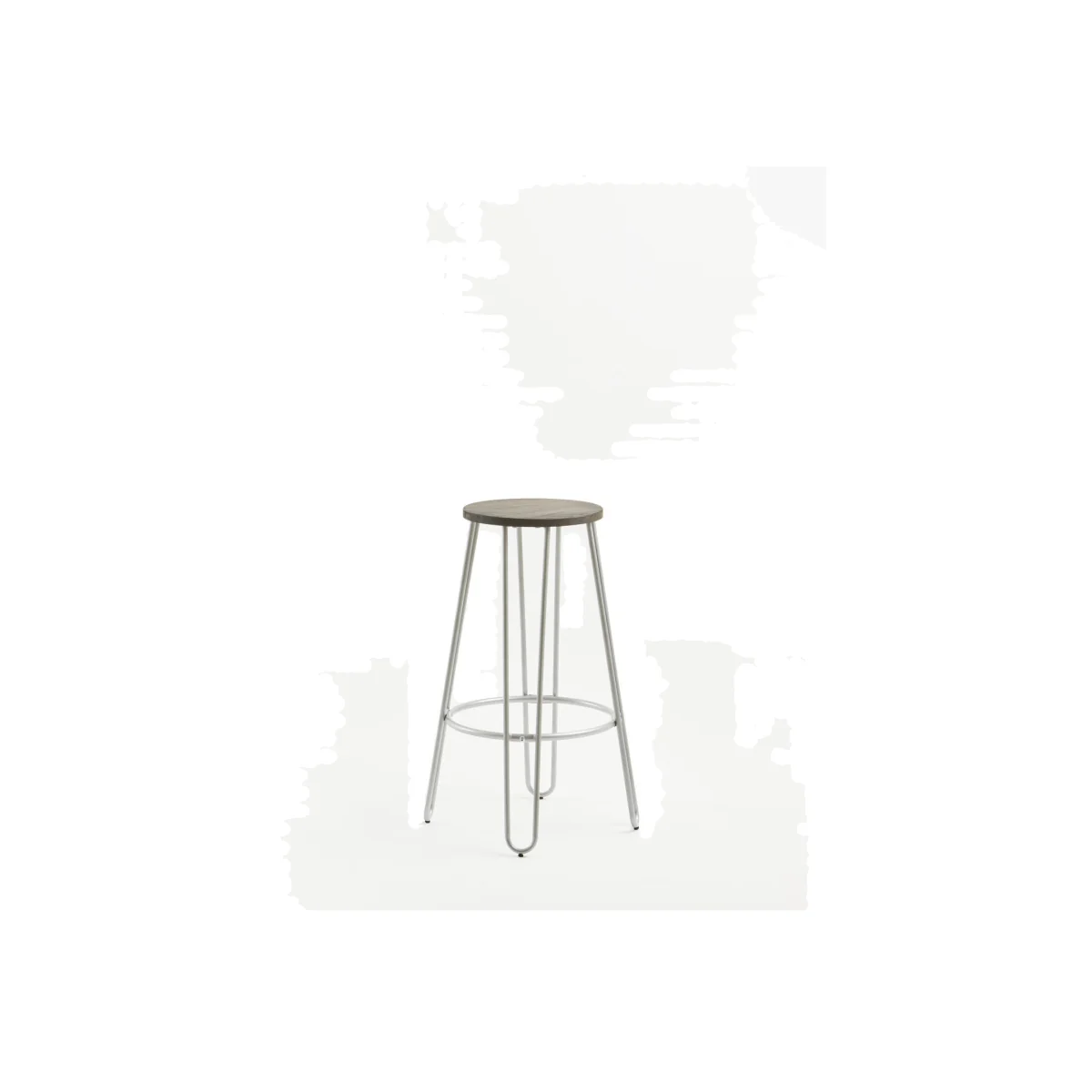District Barstool with Silver Metal Legs - Silver