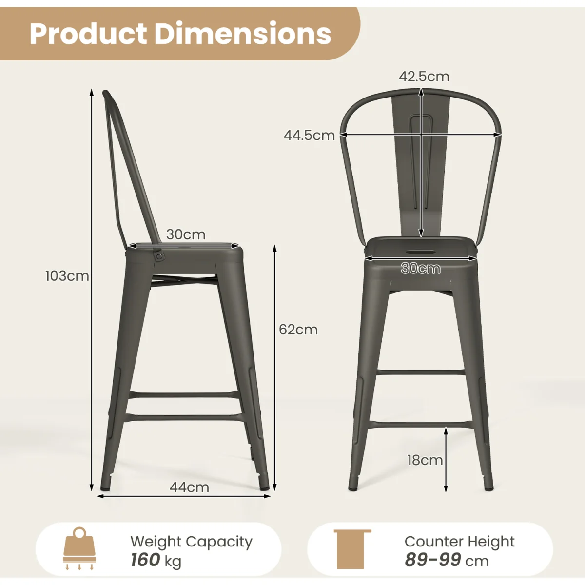 Set of 4 Metal Bar Stools – image 2