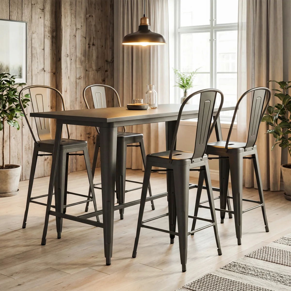 Set of 4 Metal Bar Stools – image 3
