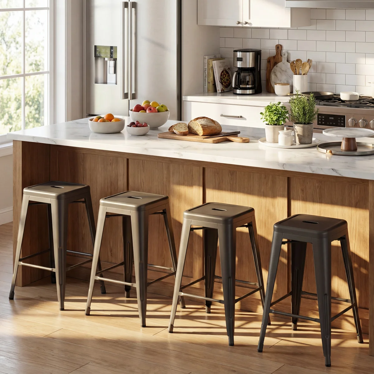 Set of 4 Metal Bar Stools – image 5