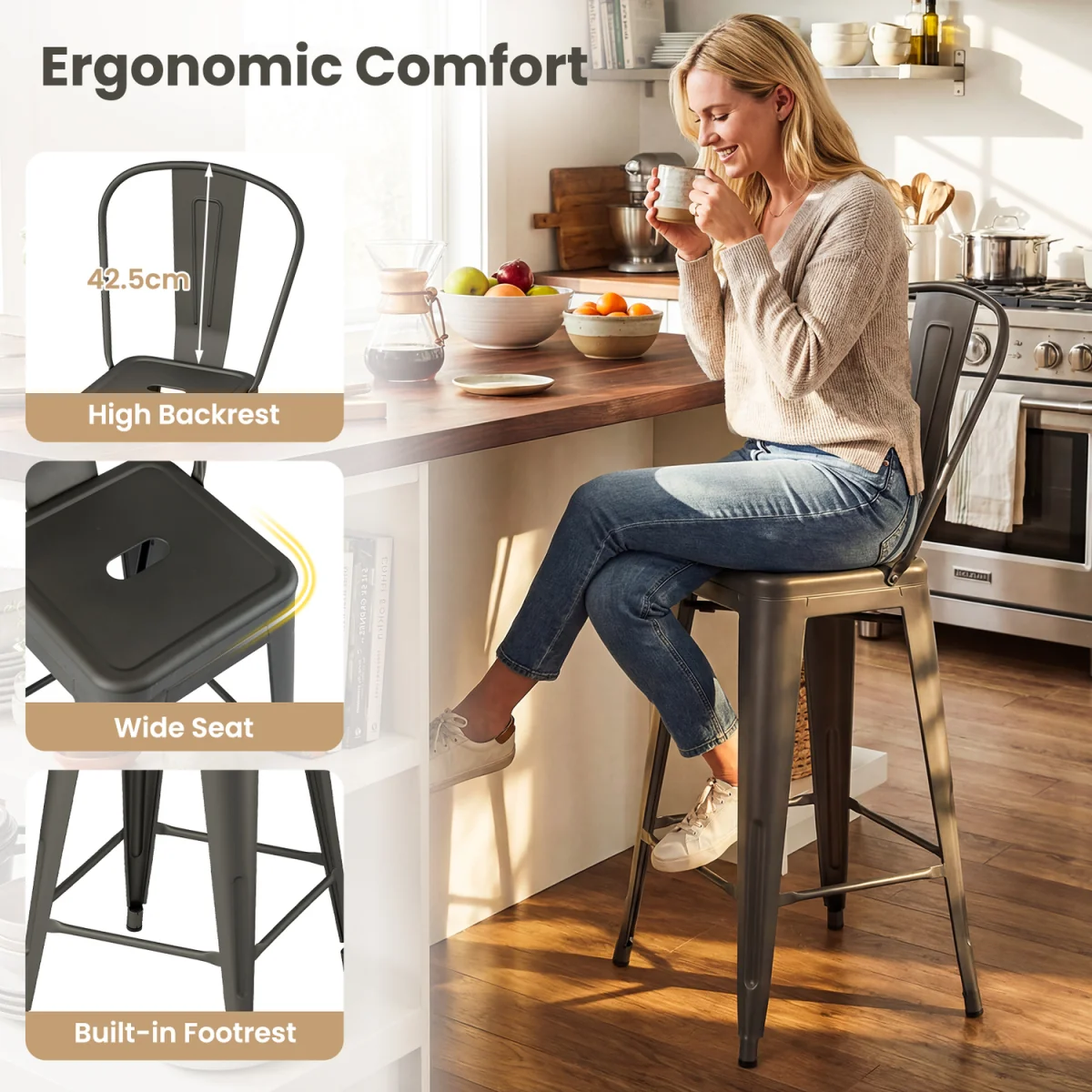 Set of 4 Metal Bar Stools – image 7