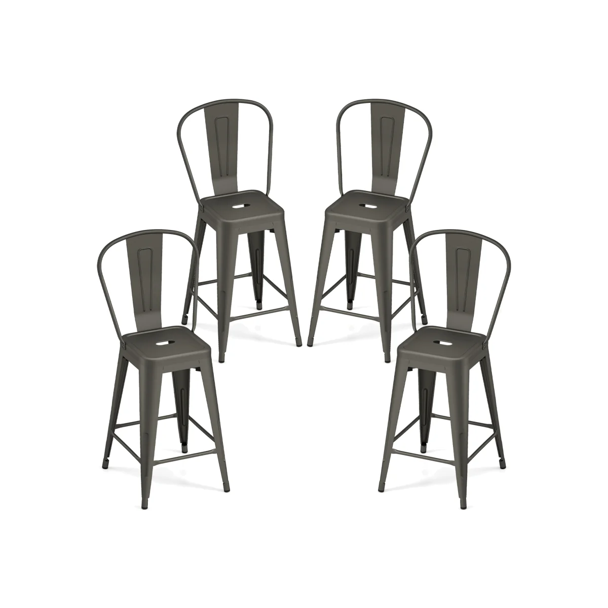 Set of 4 Metal Bar Stools – image 1