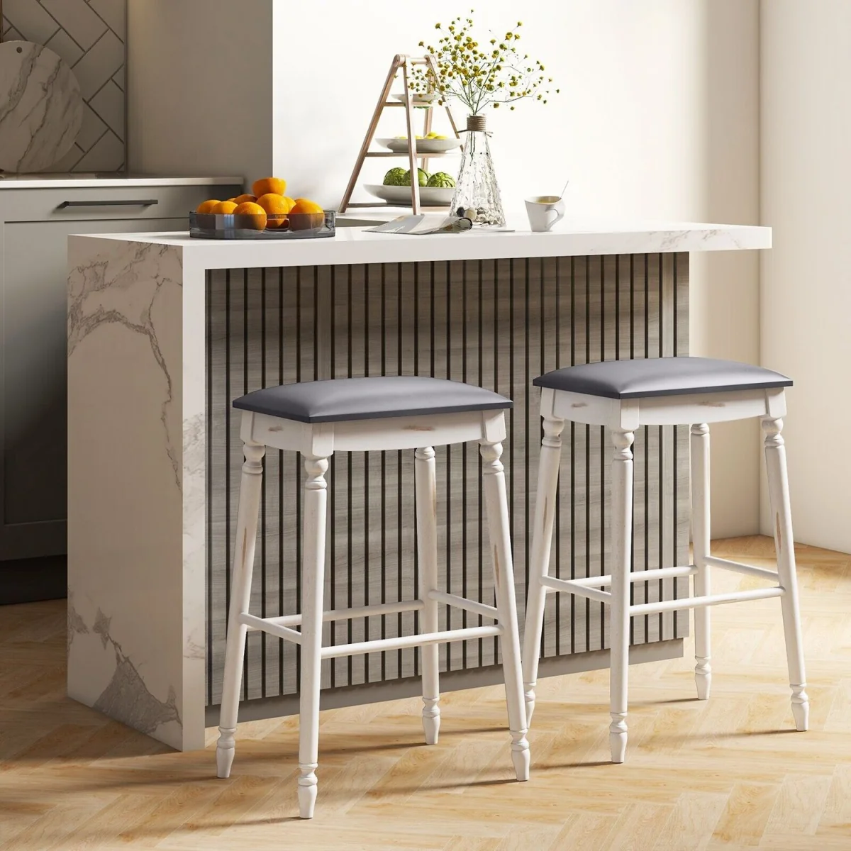 Pack of 2 Modern Dining Bar Stools – image 2