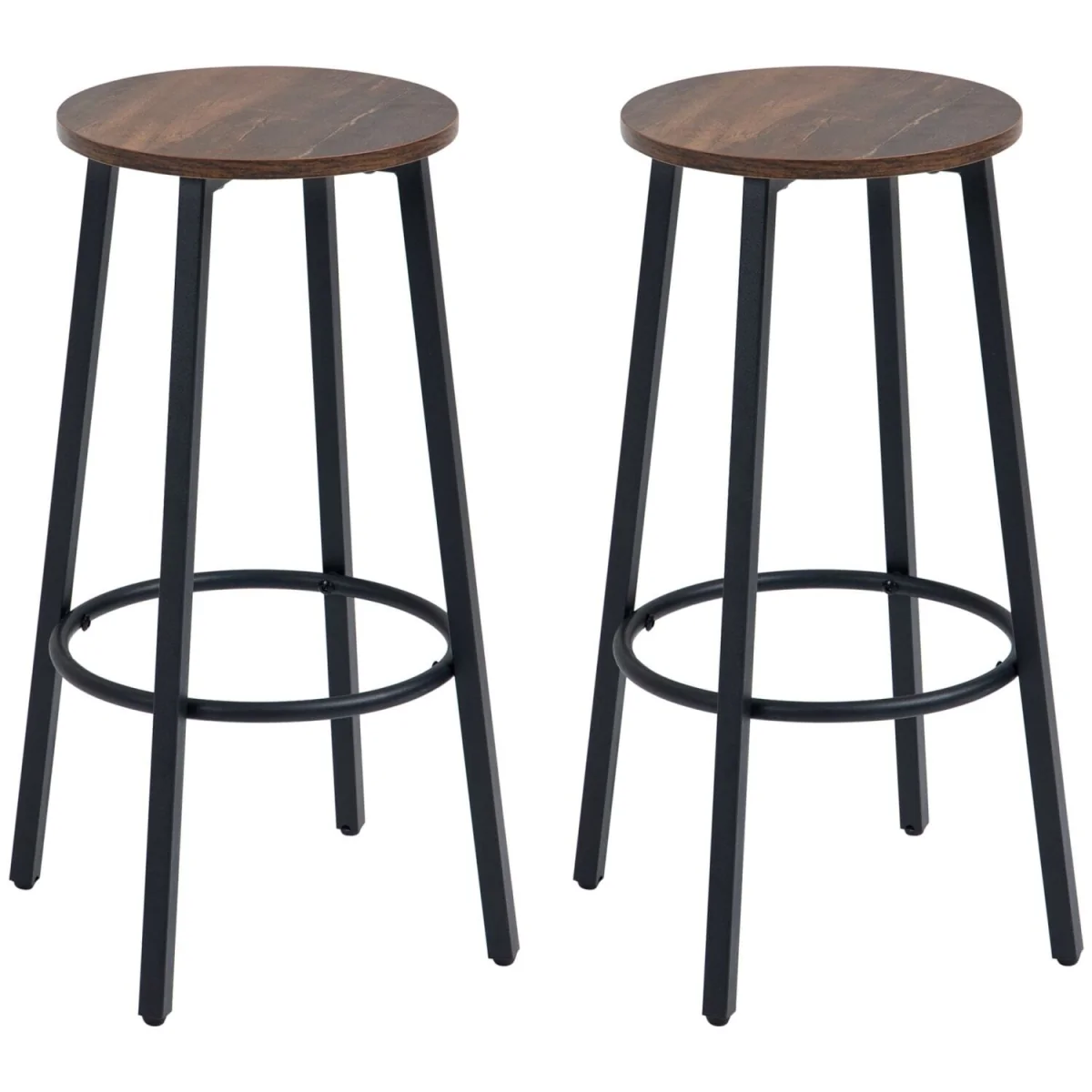 Kabato Metal And Wood Rustic Brown Industrial Bar Stools Set Of 2 With Footrest – image 2