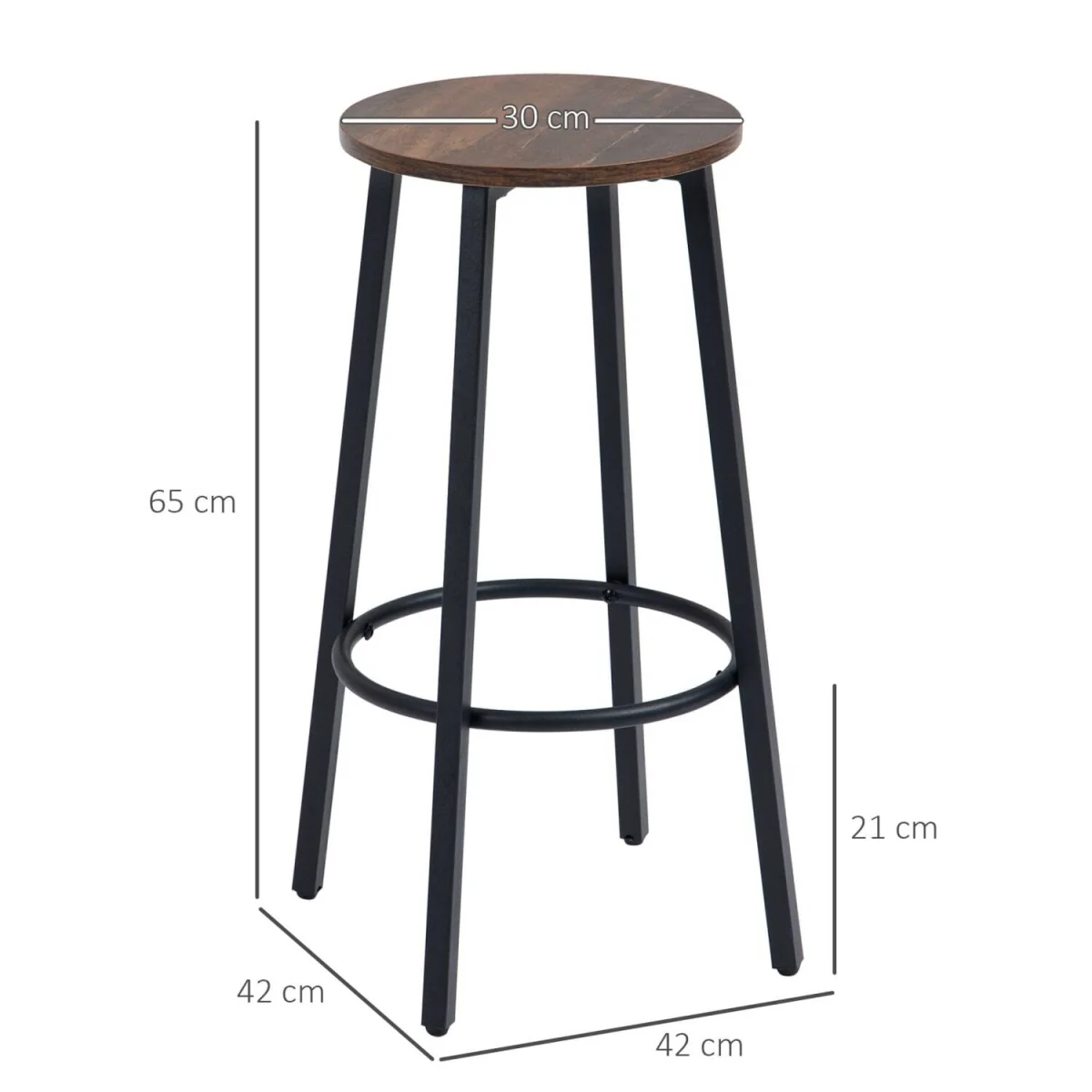 Kabato Metal And Wood Rustic Brown Industrial Bar Stools Set Of 2 With Footrest – image 3