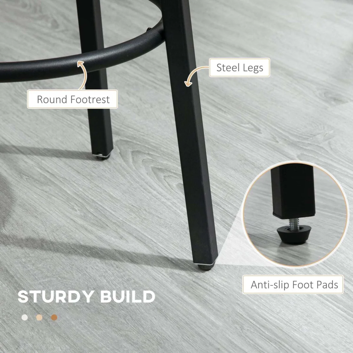 Kabato Metal And Wood Rustic Brown Industrial Bar Stools Set Of 2 With Footrest – image 5