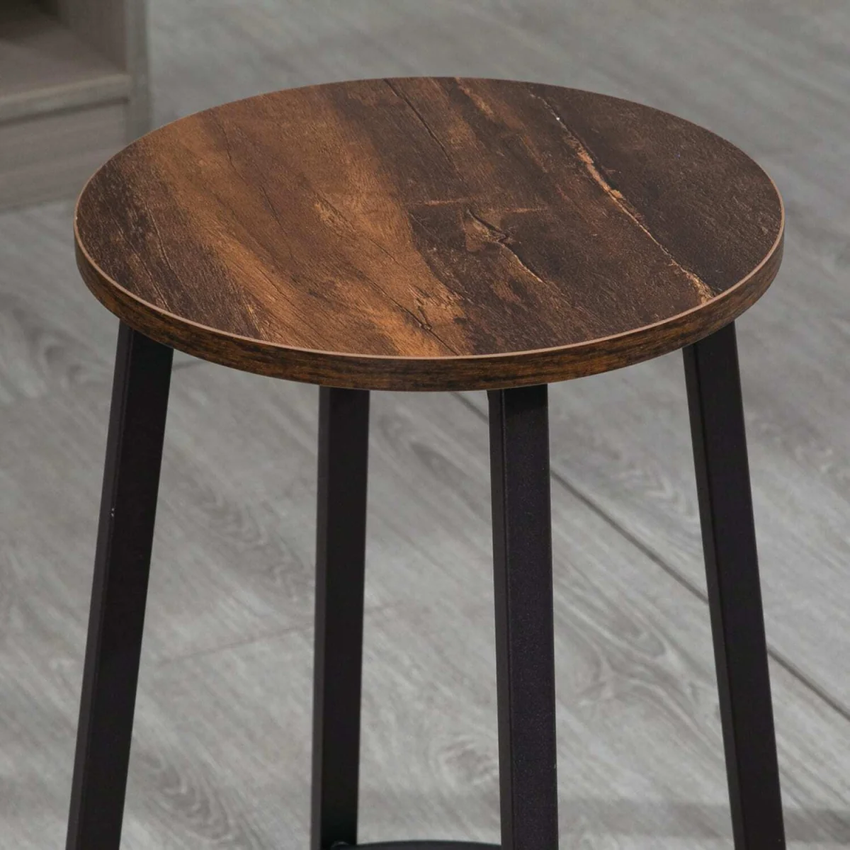 Kabato Metal And Wood Rustic Brown Industrial Bar Stools Set Of 2 With Footrest – image 8