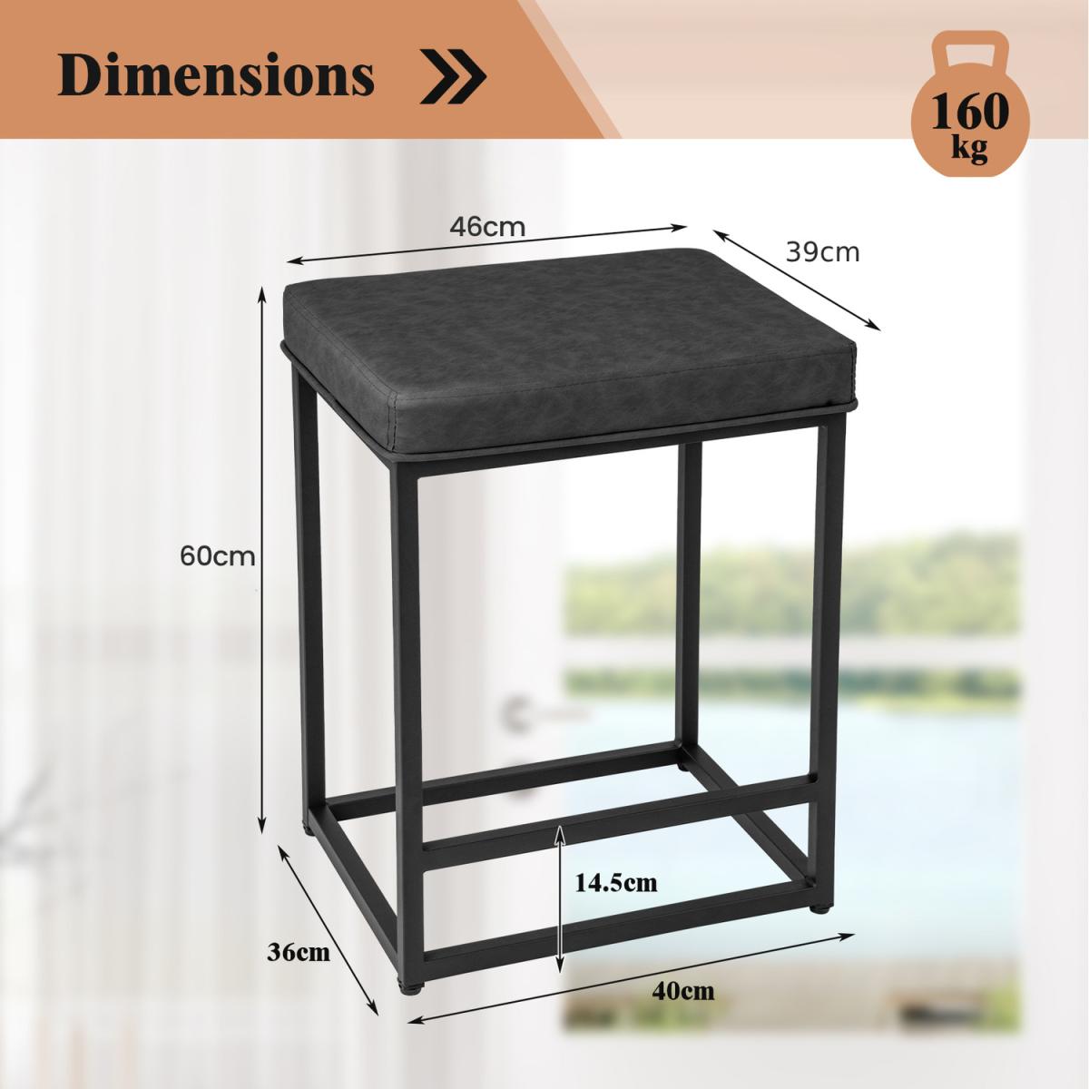 Costway Barstool Set of 2-Black - Black – image 3
