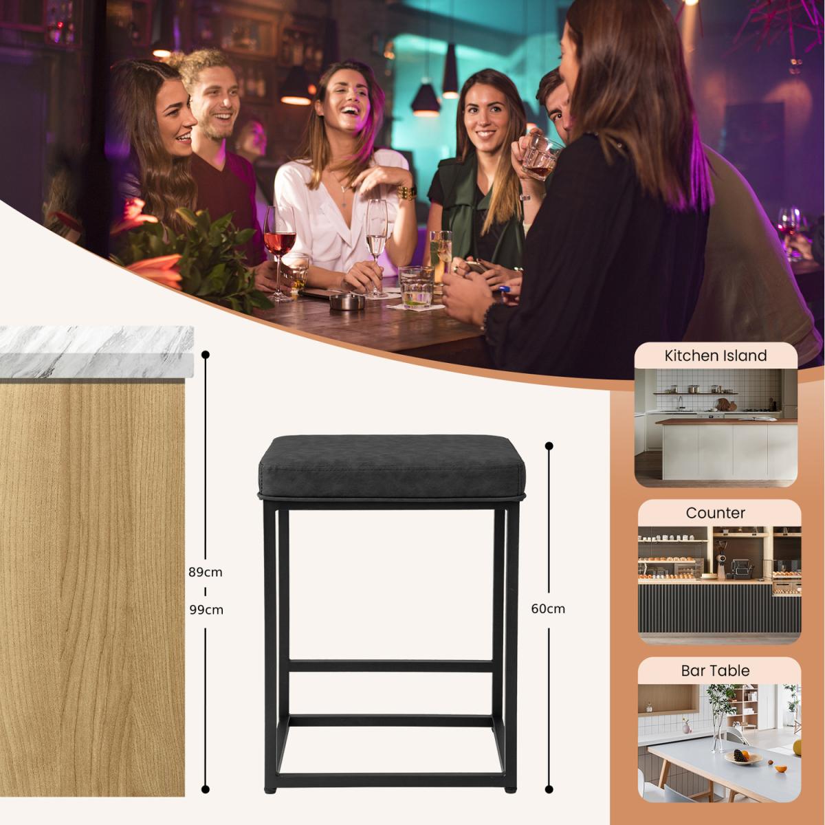 Costway Barstool Set of 2-Black - Black – image 7