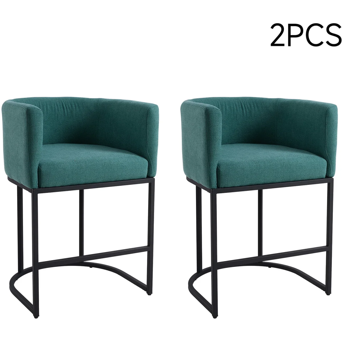 Set of 2 Low Back Upholstered Bar Stools - Green – image 2