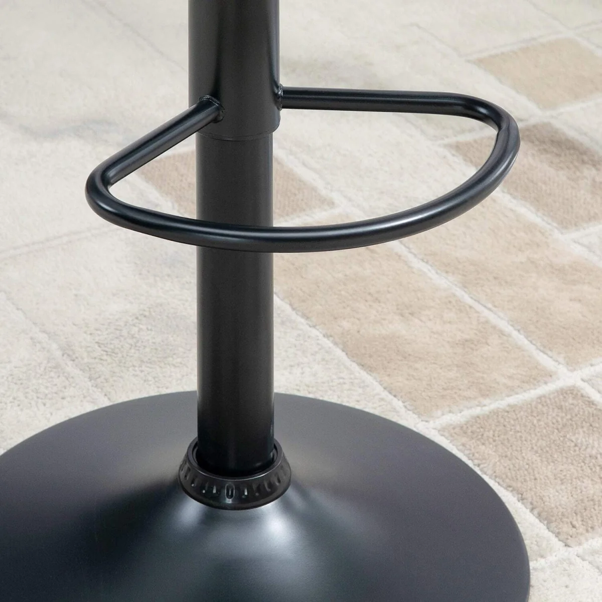 Patari Set of 2 Grey Faux Leather Adjustable Swivel Bar Stools with Backrest and Footrest – image 9