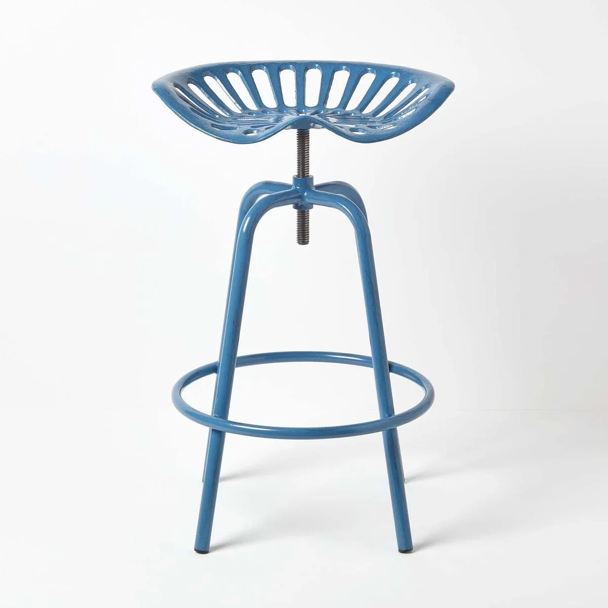 Vintage Style Metal Adjustable Tractor Seat Bar Stool - Blue – image 3