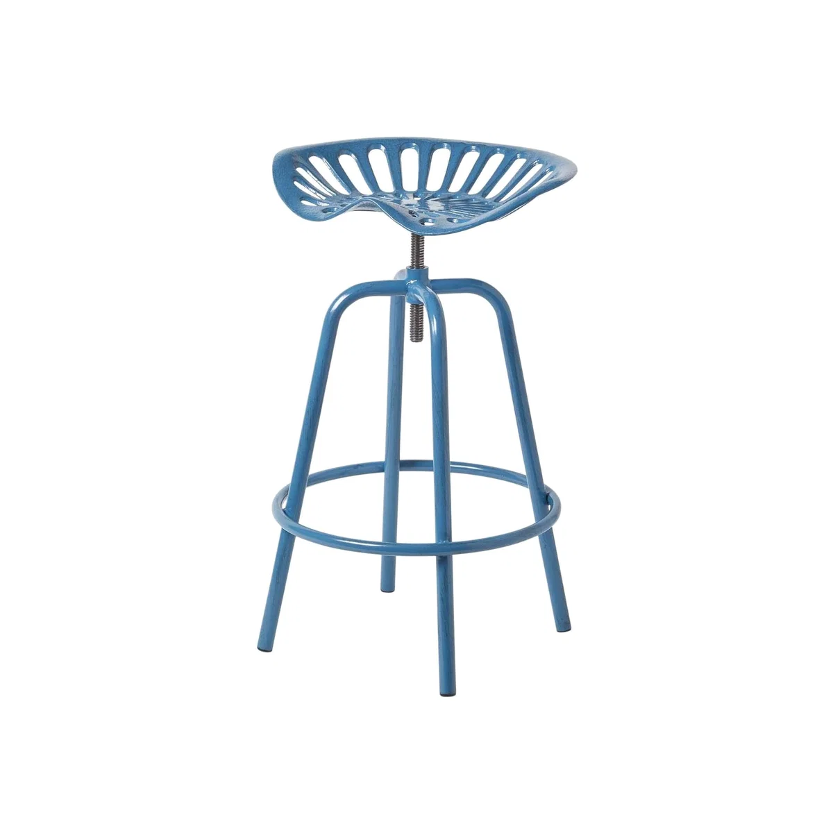 Vintage Style Metal Adjustable Tractor Seat Bar Stool - Blue – image 1