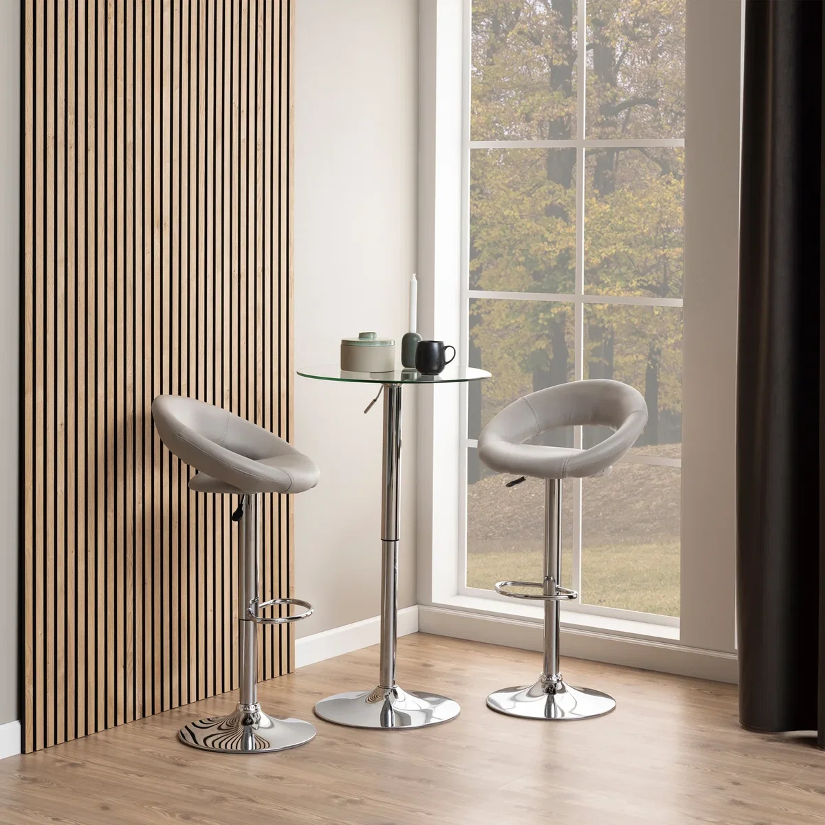 Plump Swivel Bar Stool Open Back - Black – image 2