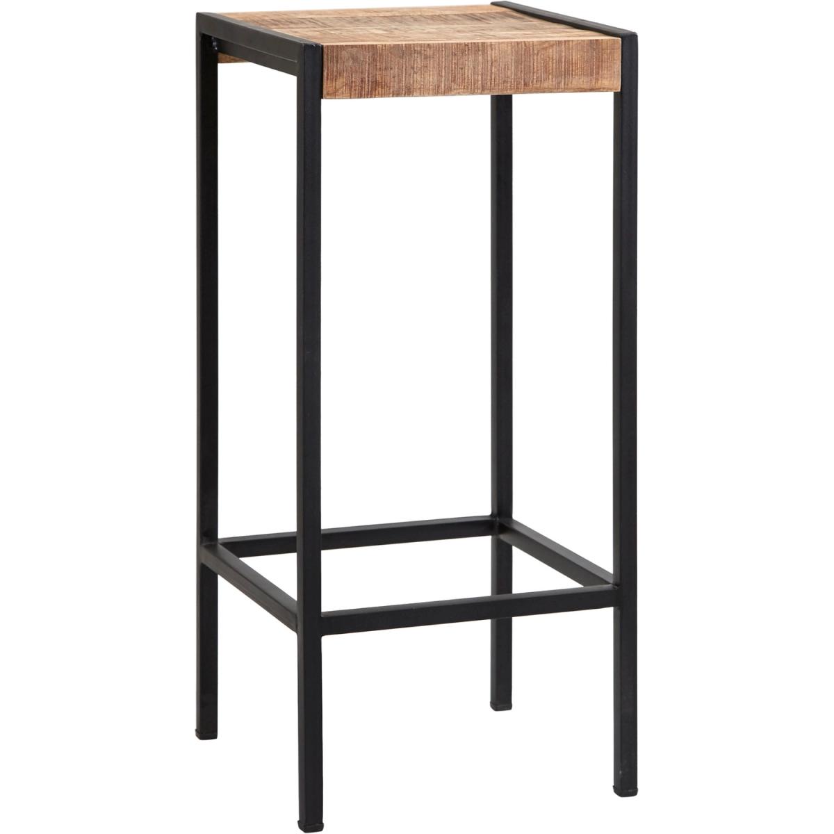 Tall Square Bar Stool made from Reclaimed Metal and Solid Wood - Light Wood – image 2