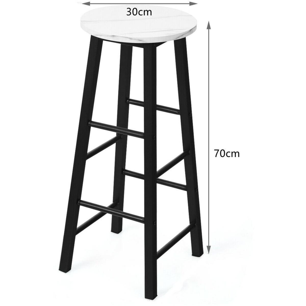 Set of 2 Faux Marble Bar Stools with Footrest  - White and Black – image 2