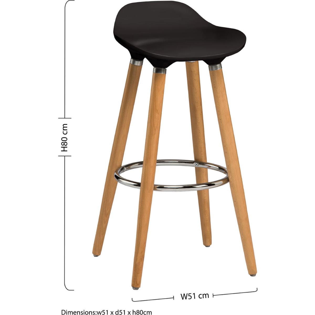 Premier Housewares Black ABS Beech Wood Bar Stool - Black – image 2