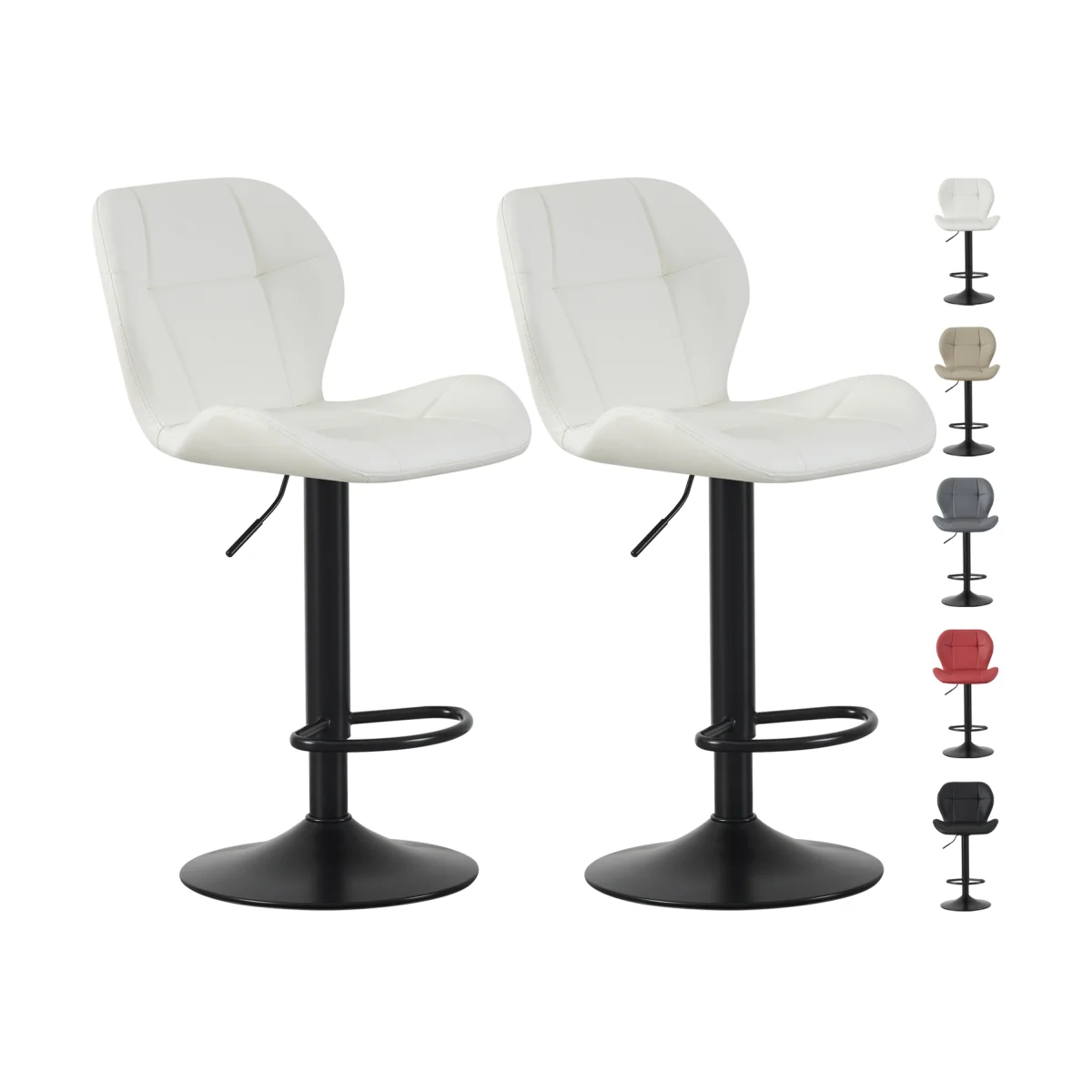 MCC Direct Set of 2 Height Adjustable Bar Stools Stacey, Cream - Cream