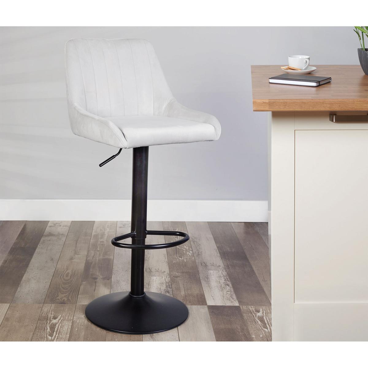 Alexis Velvet Bar Stool - Black / Grey – image 3