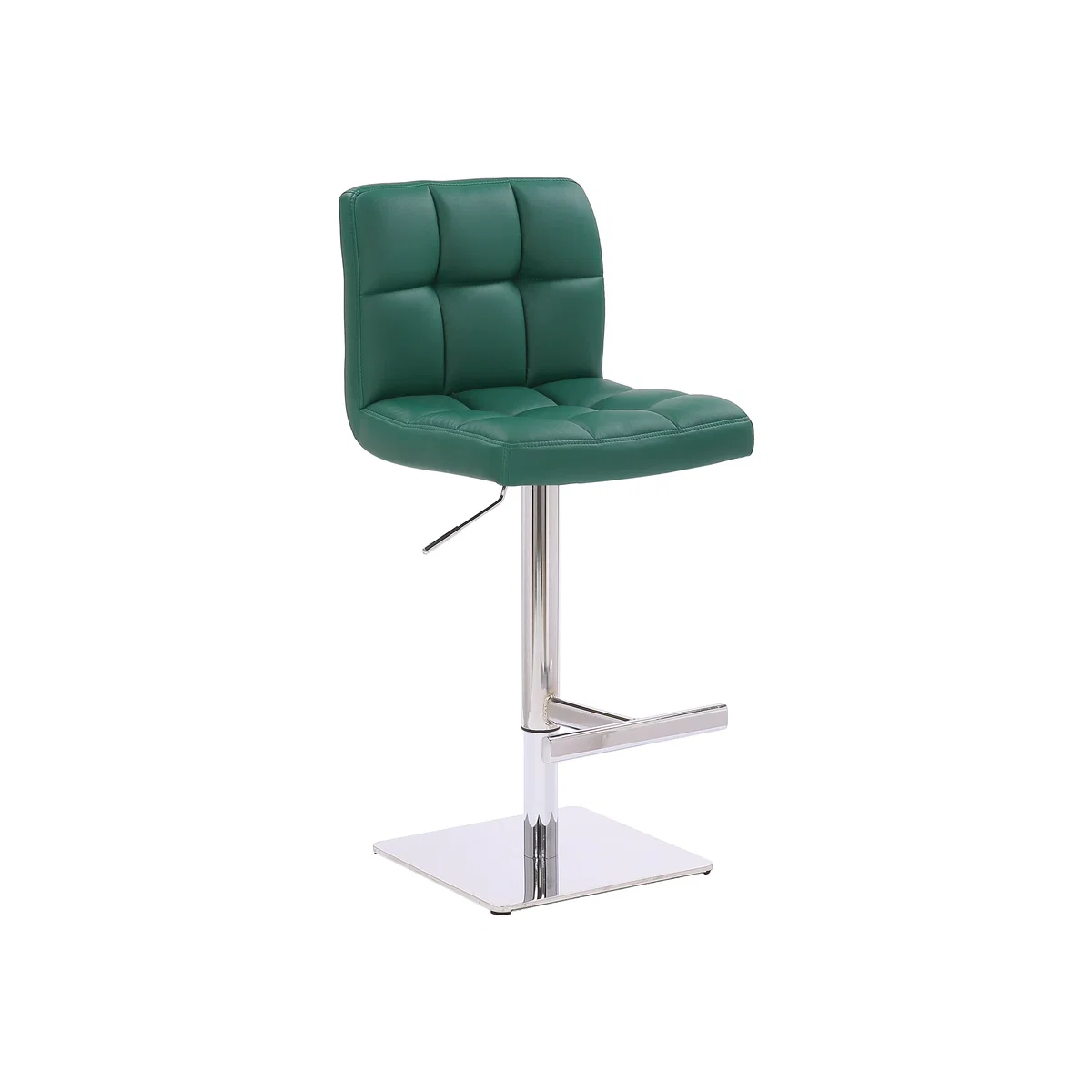Allegro Deluxe Kitchen Bar Stool, Adjustable Swivel, Chrome Footrest & Weighted Base, White - Sage Green – image 1