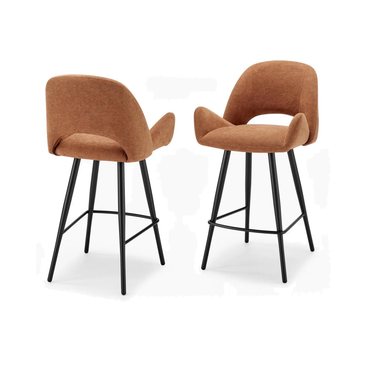 2x Layla Terracotta Orange Fabric Bar Chairs - Terracotta – image 1