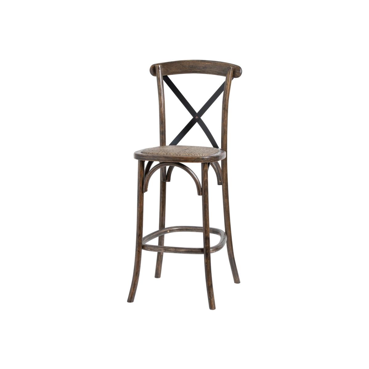 Oak Cross Back Bar Stool - Brown