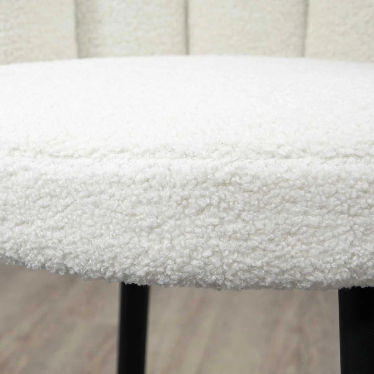 Ettine Scallop Boucle Cream Upholstered Bar Stools Set of 2 with Steel Base and Footrest – image 9