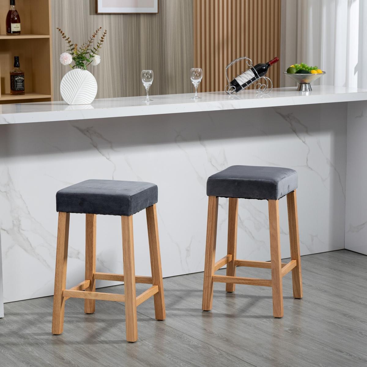 Emilia Velvet Bar Stools - Pair of 2 - Grey – image 3