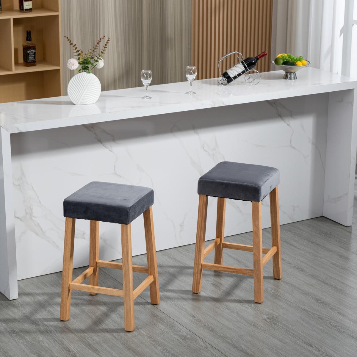 Emilia Velvet Bar Stools - Pair of 2 - Grey – image 4