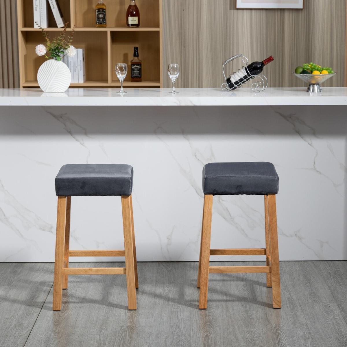 Emilia Velvet Bar Stools - Pair of 2 - Grey – image 5