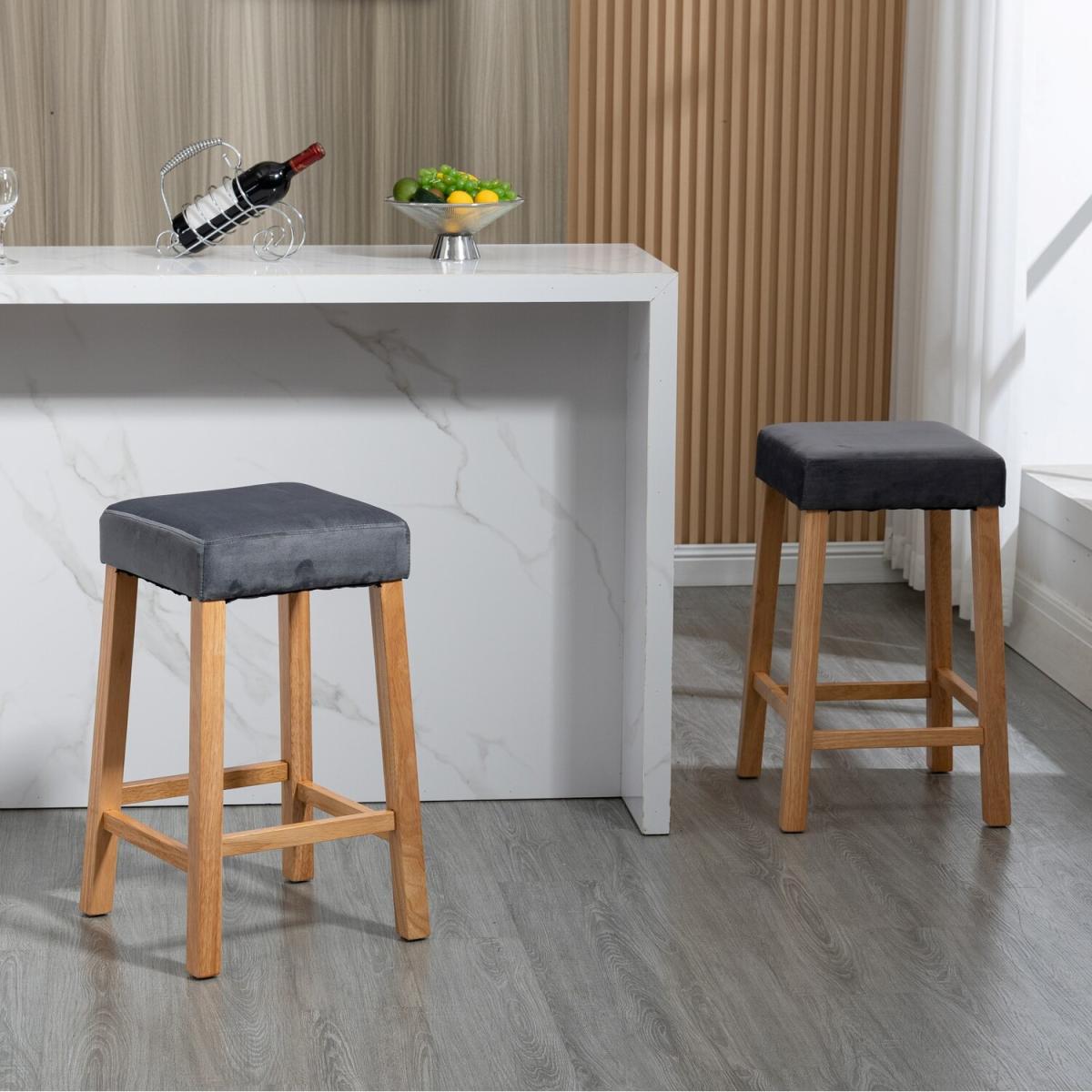 Emilia Velvet Bar Stools - Pair of 2 - Grey – image 6