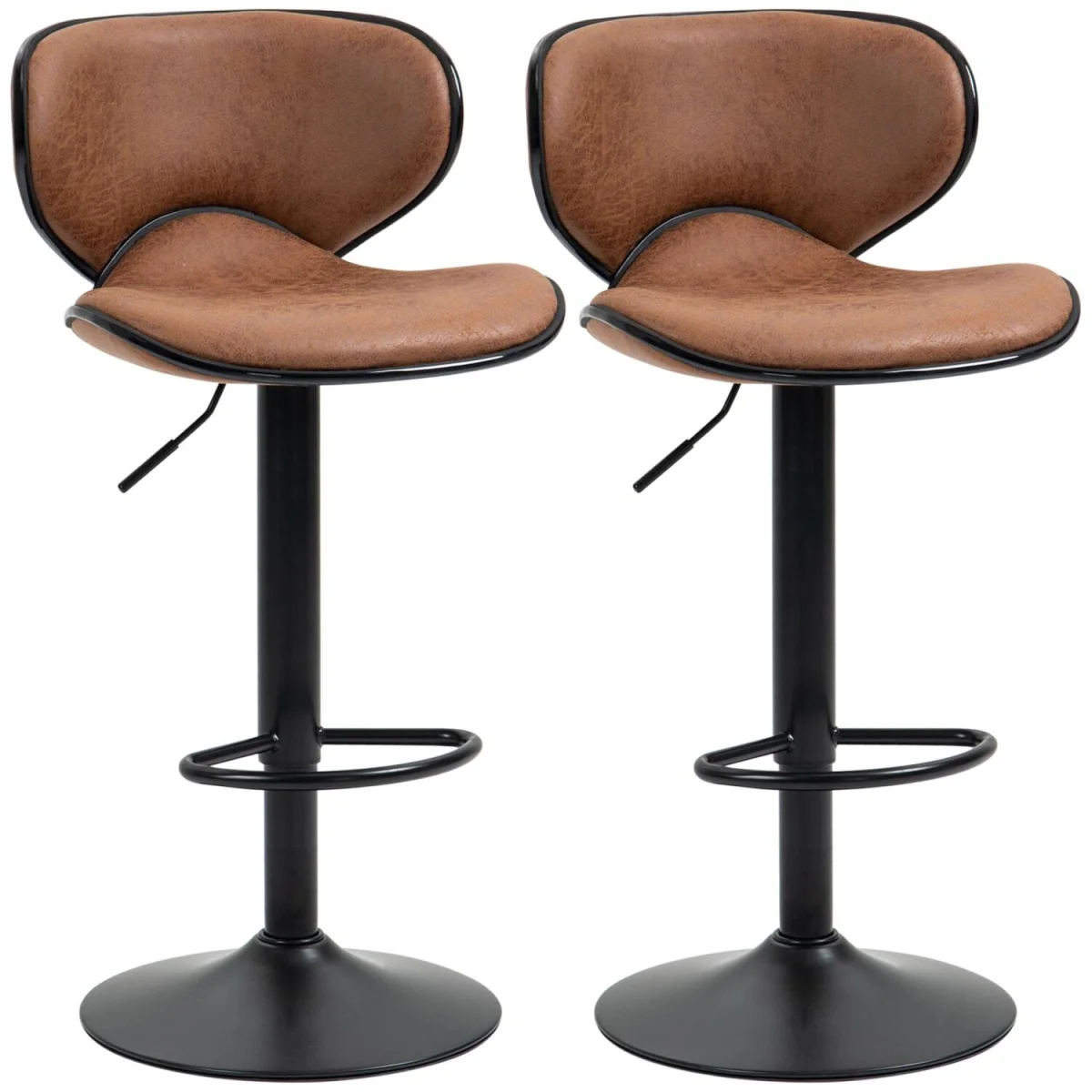 Bama Microfiber Brown Adjustable Swivel Bar Stools Set of 2. – image 3