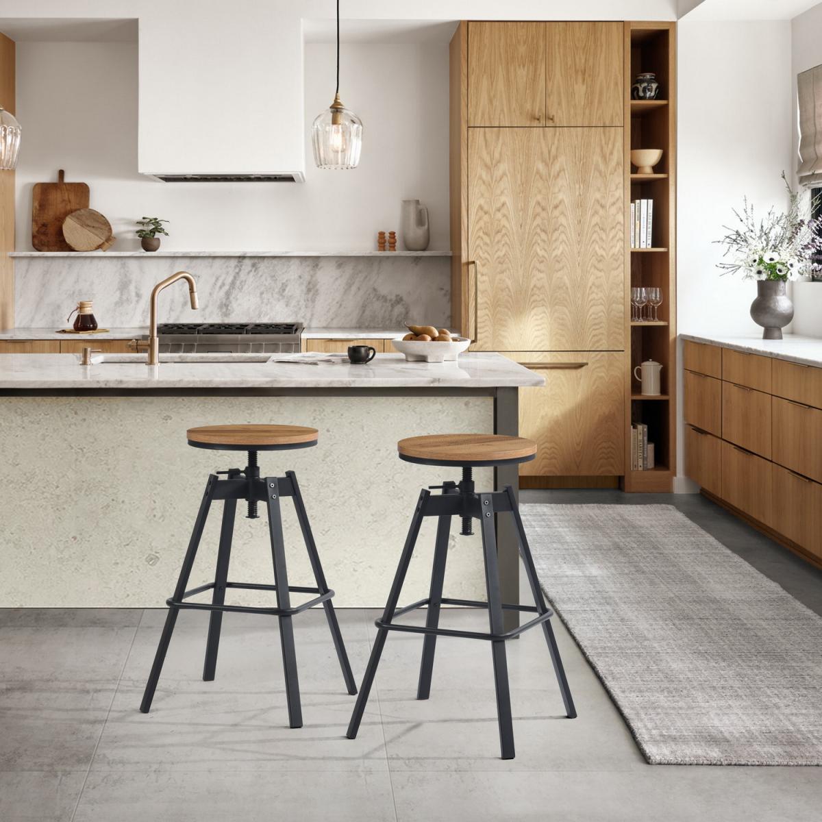 Notus Set of 2 Industrial Counter Coffee Barstools - Brown – image 2