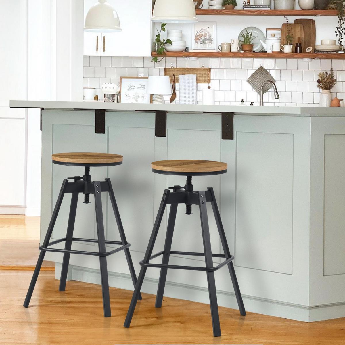 Notus Set of 2 Industrial Counter Coffee Barstools - Brown – image 4