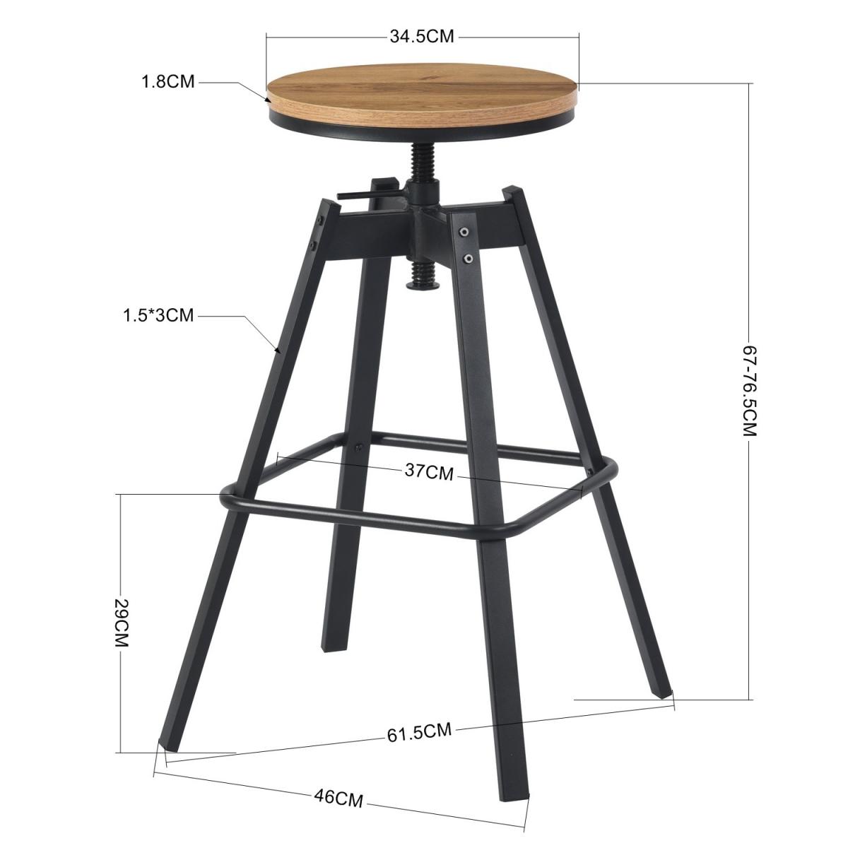 Notus Set of 2 Industrial Counter Coffee Barstools - Brown – image 5
