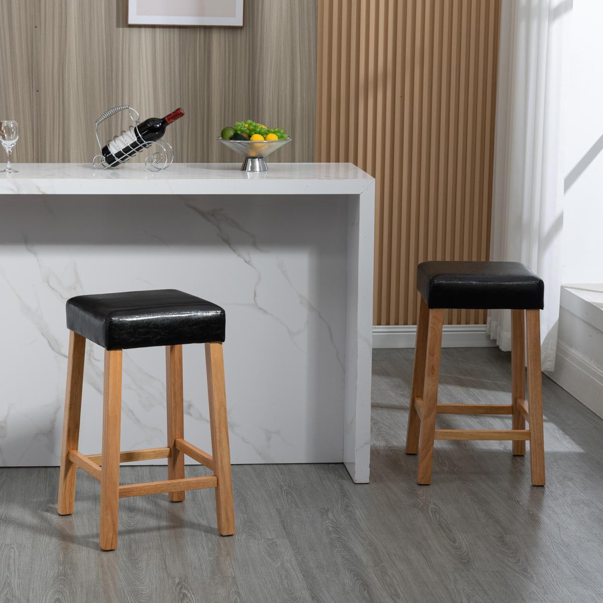 Emilia Vegan Leather Bar Stools - Pair of 2 - Black – image 2