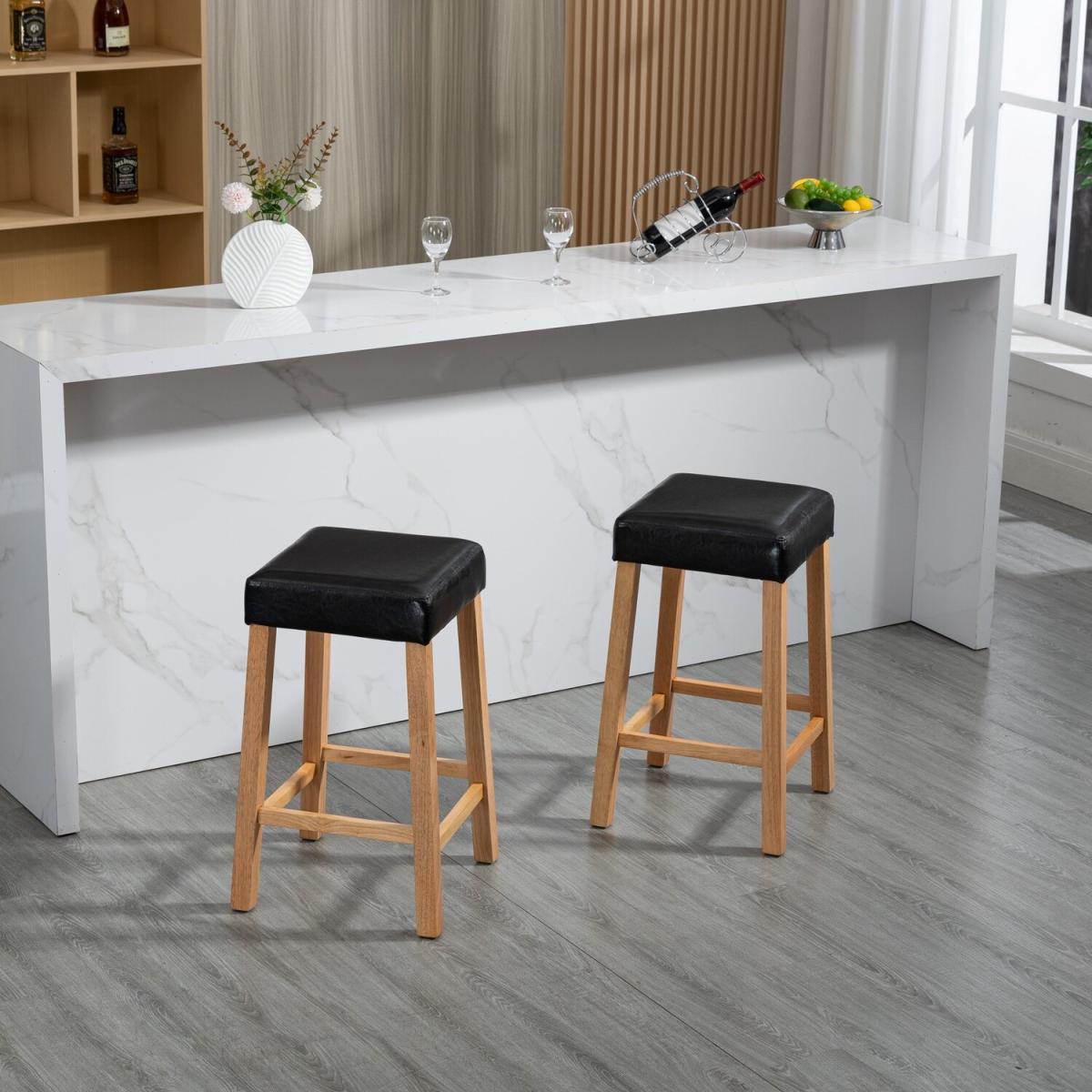 Emilia Vegan Leather Bar Stools - Pair of 2 - Black – image 3