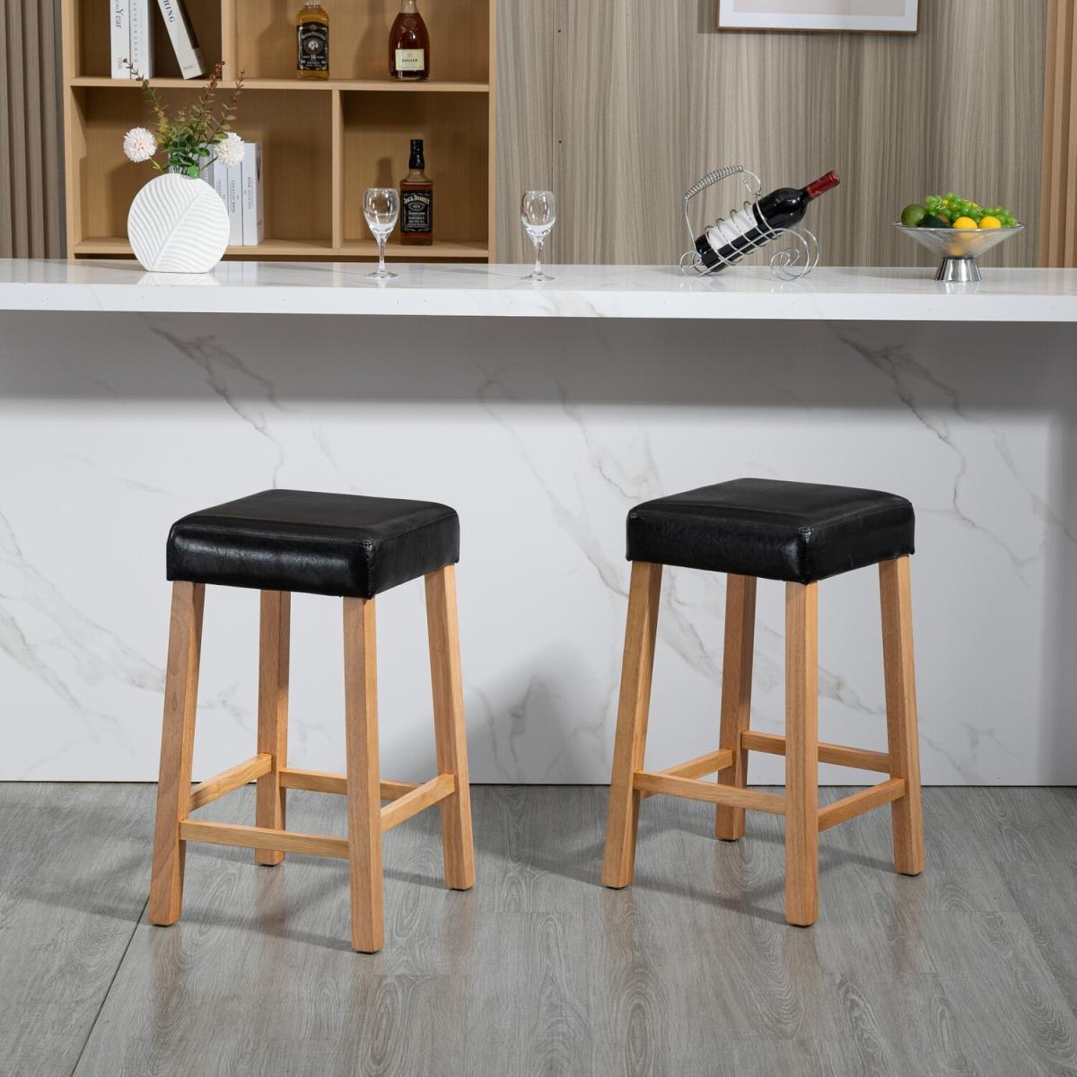 Emilia Vegan Leather Bar Stools - Pair of 2 - Black – image 4