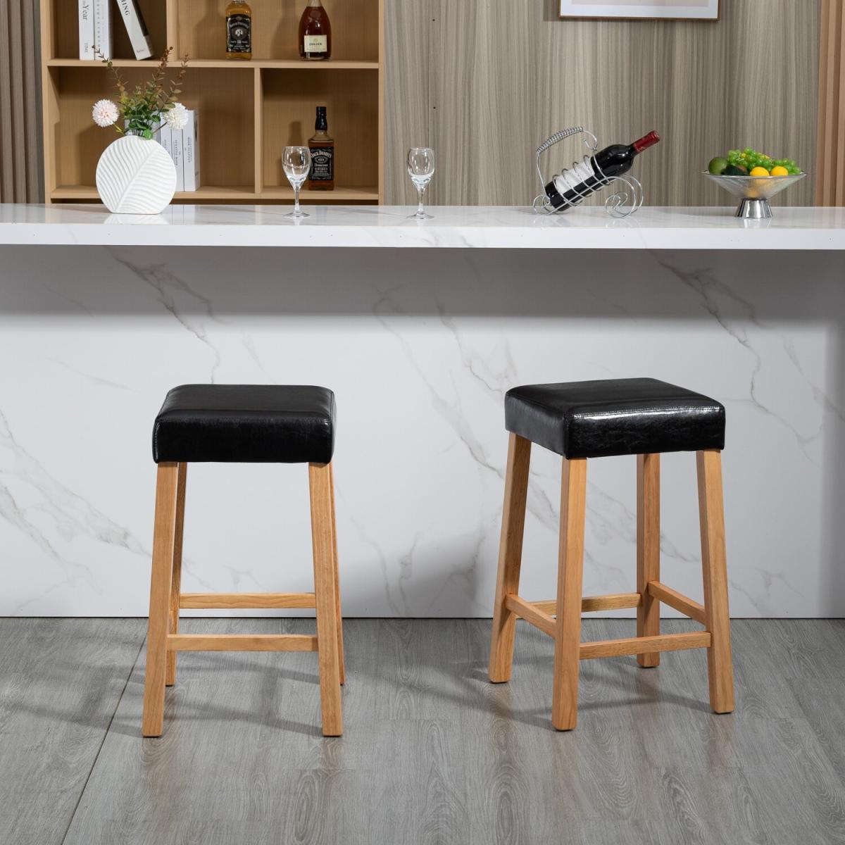 Emilia Vegan Leather Bar Stools - Pair of 2 - Black – image 5