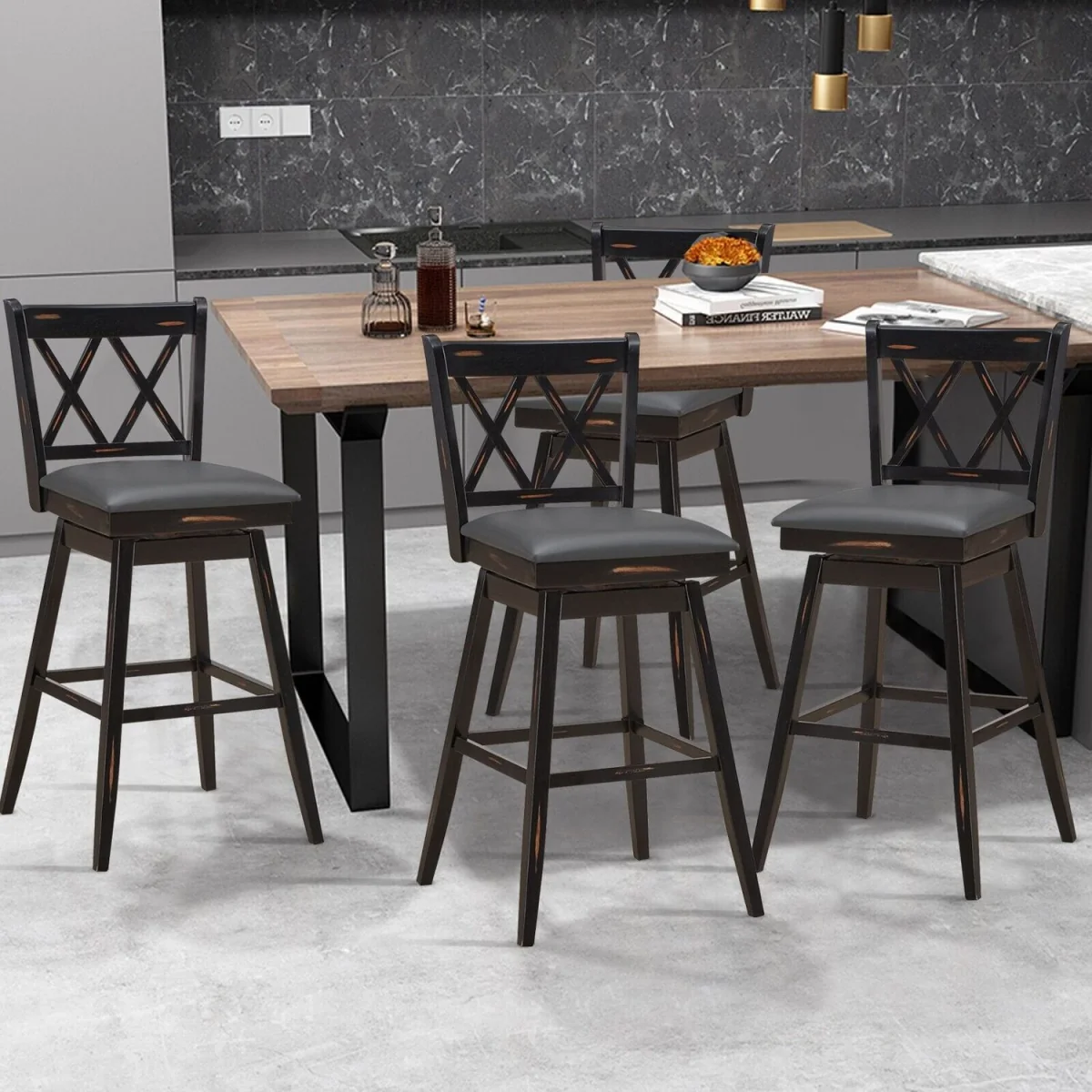 2 Pack 29in Swivel Pub Bar Stools - Black – image 3