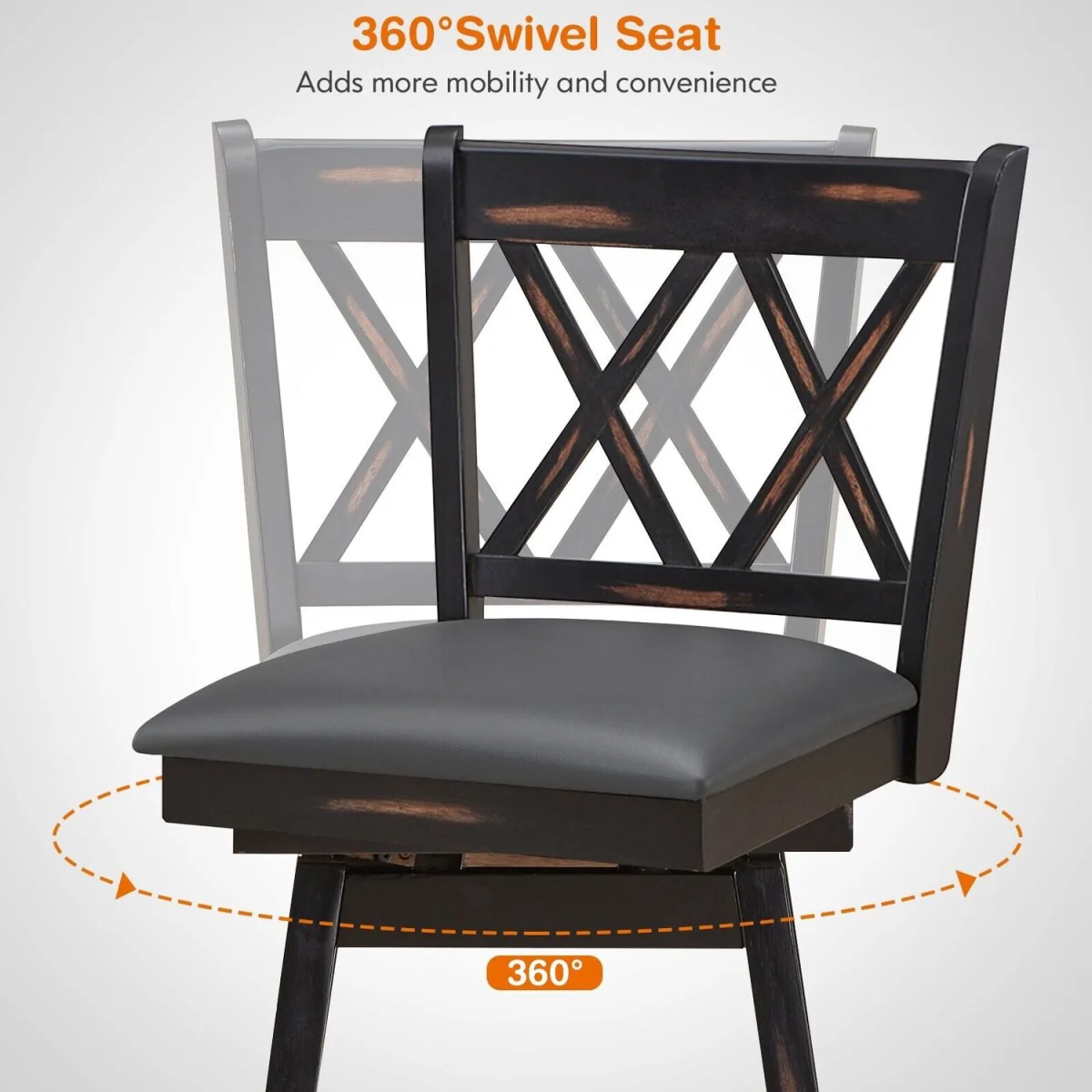 2 Pack 29in Swivel Pub Bar Stools - Black – image 5