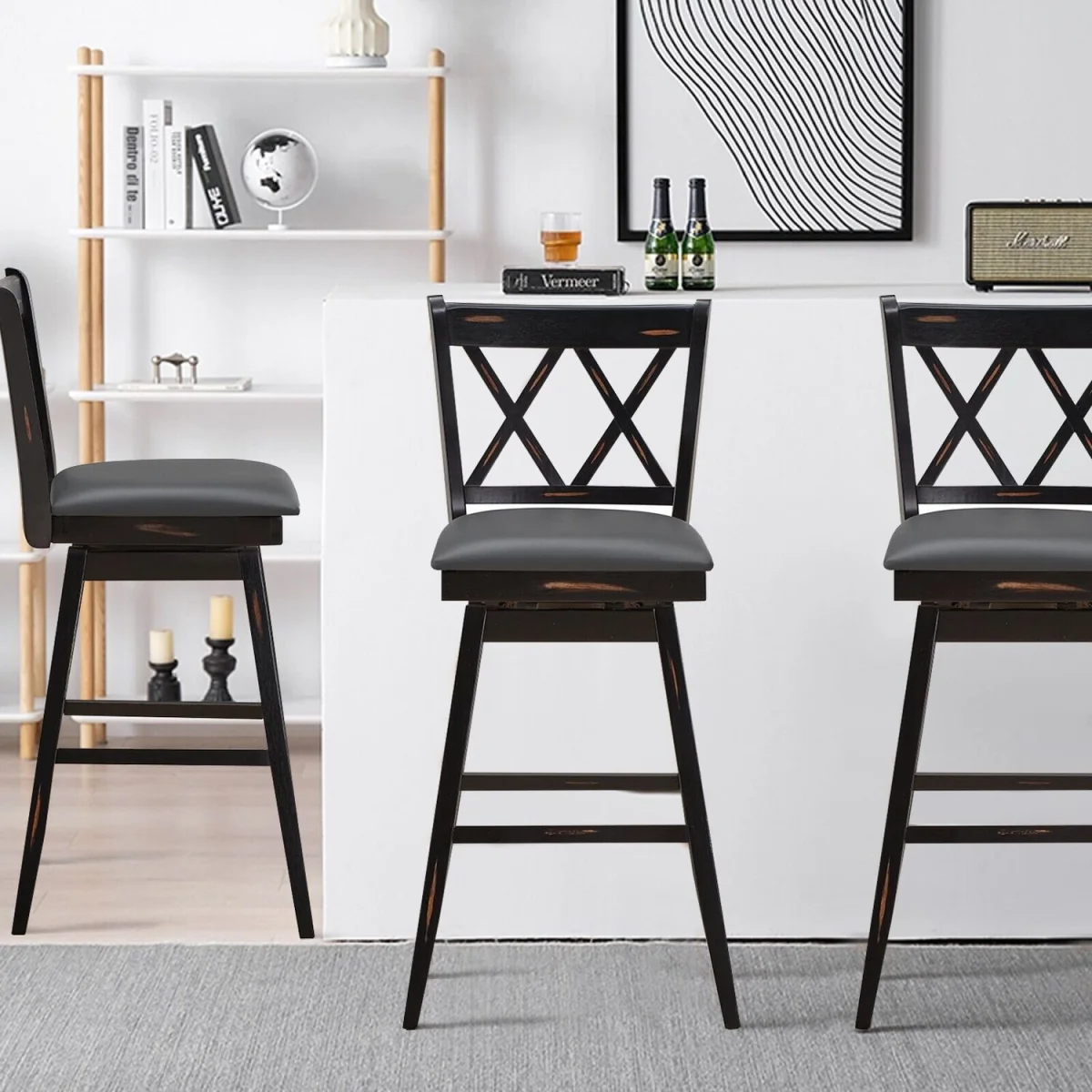 2 Pack 29in Swivel Pub Bar Stools - Black – image 9