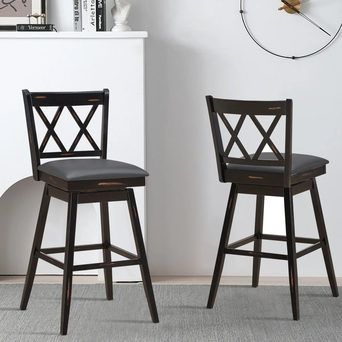 2 Pack 29in Swivel Pub Bar Stools - Black – image 10
