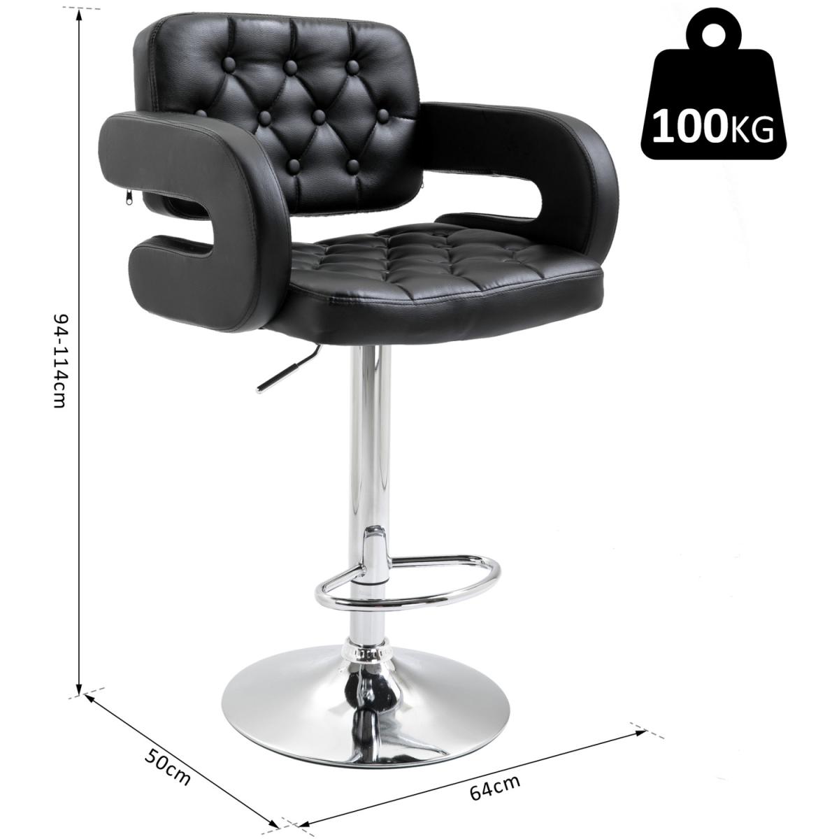 Height Adjustable Barstool with U shape Armrest - Black – image 2