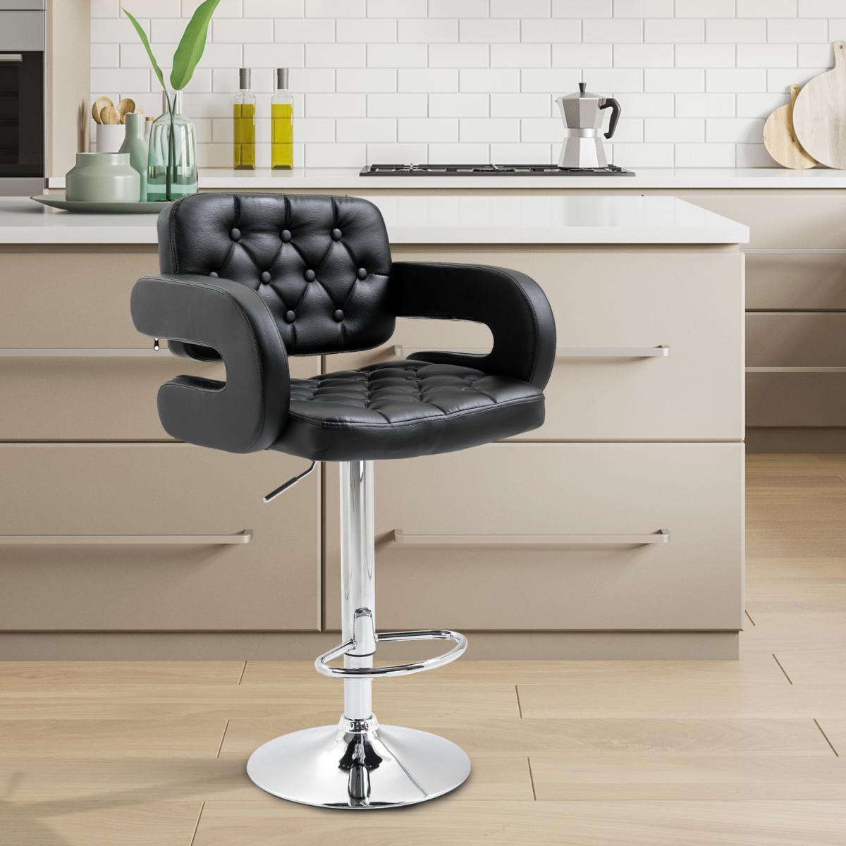 Height Adjustable Barstool with U shape Armrest - Black – image 12
