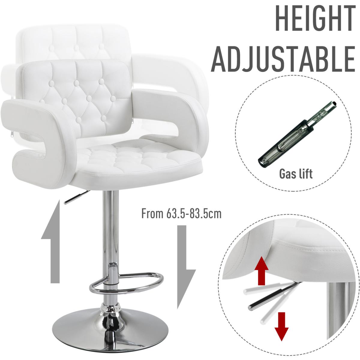 Height Adjustable Barstool with U shape Armrest - Black – image 14