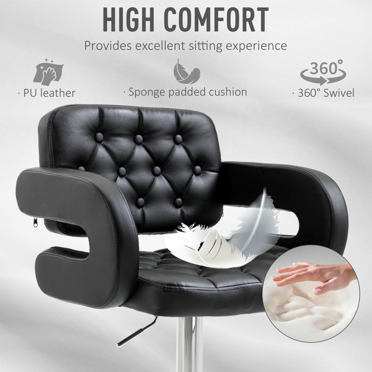 Height Adjustable Barstool with U shape Armrest - Black – image 5