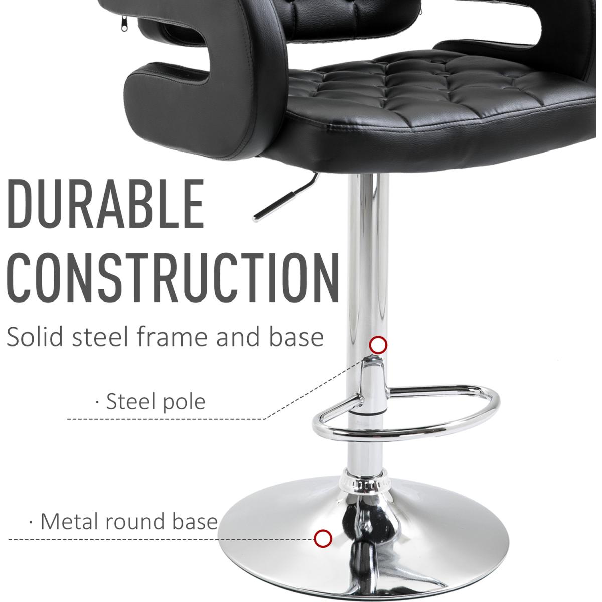 Height Adjustable Barstool with U shape Armrest - Black – image 6