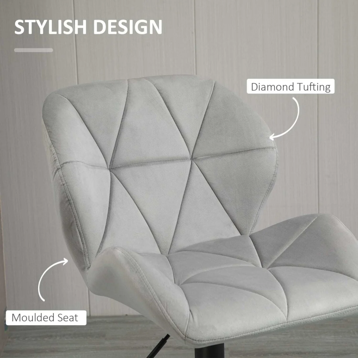 Cotodo Set of 2 Light Grey Upholstered Adjustable Swivel Bar Stools with Back Support – image 8