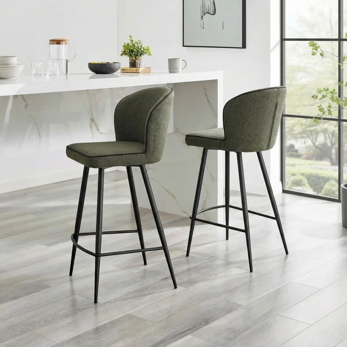 2x Catriona Grey Fabric Bar Chairs - Grey – image 2